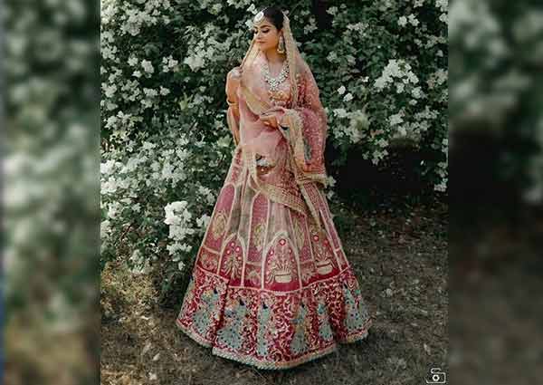 multi coloured lehenga with embellishments