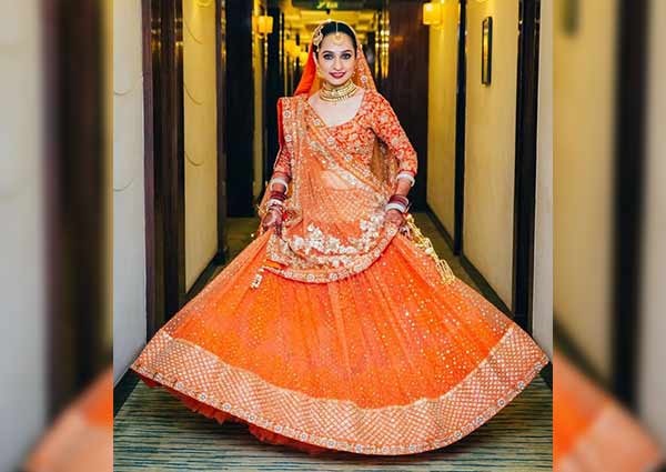 rust orange lehenga