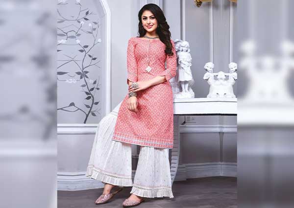 Boatneck Kurti with Cotton Sharara