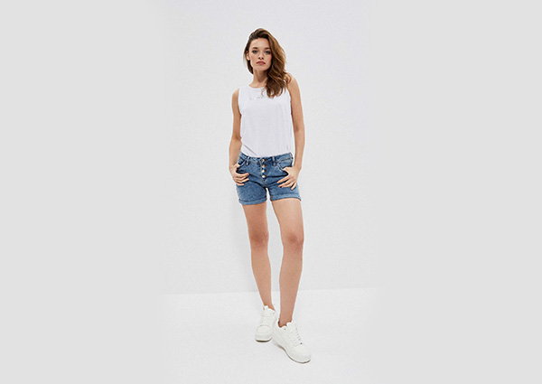 Sleeve-Less Tshirts with Denim Shorts